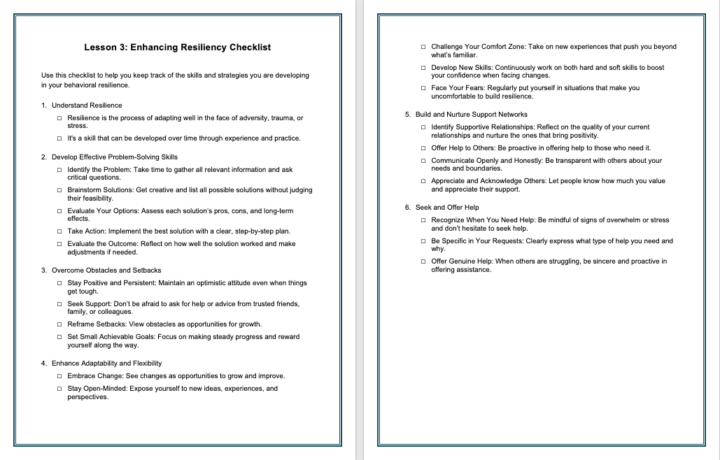 Lesson 3 Enhancing Resilience Checklist Marketing Image