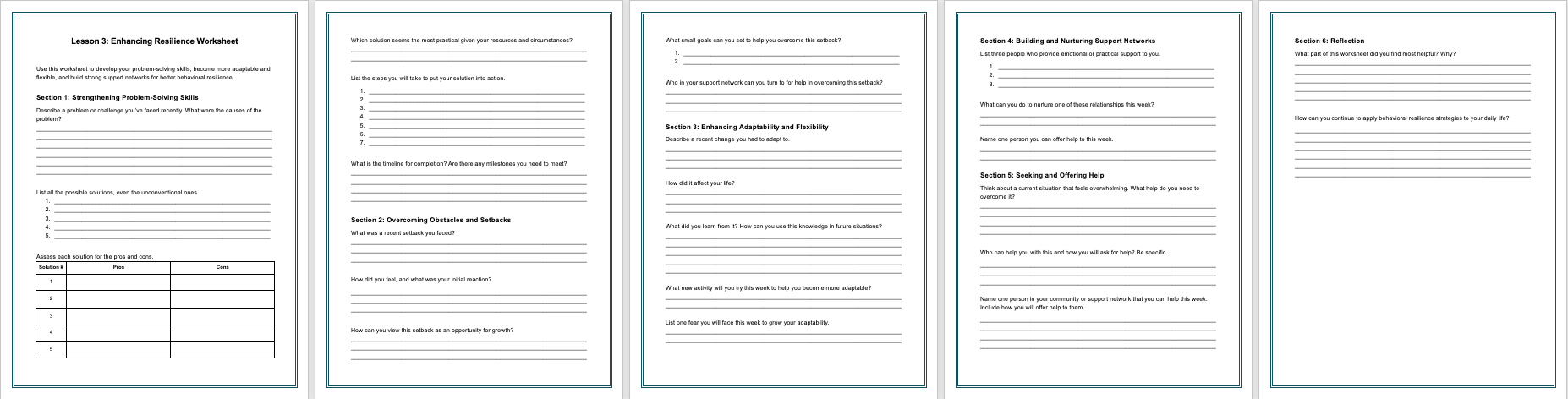 Lesson 3 Enhancing Resilience Worksheet Marketing Image