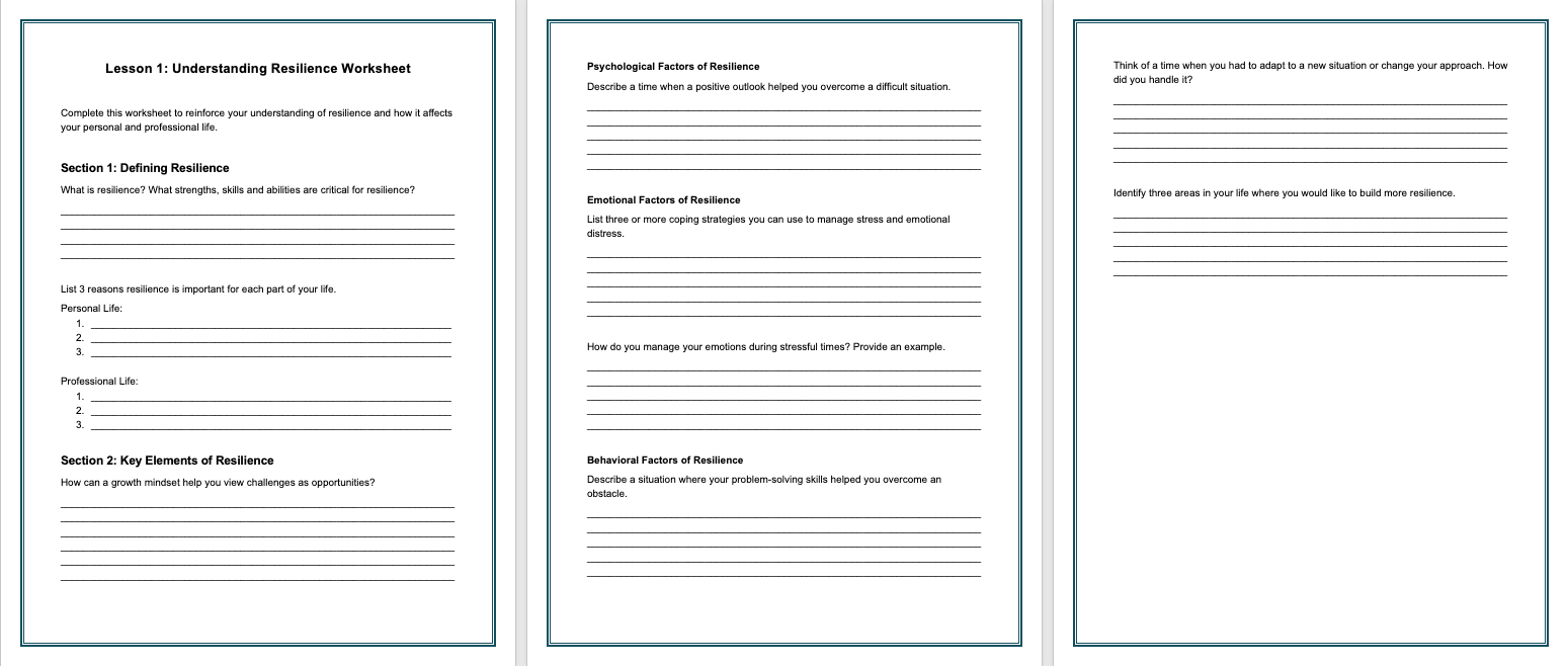 Lesson 1 Understanding Resilience Worksheet Marketing Image