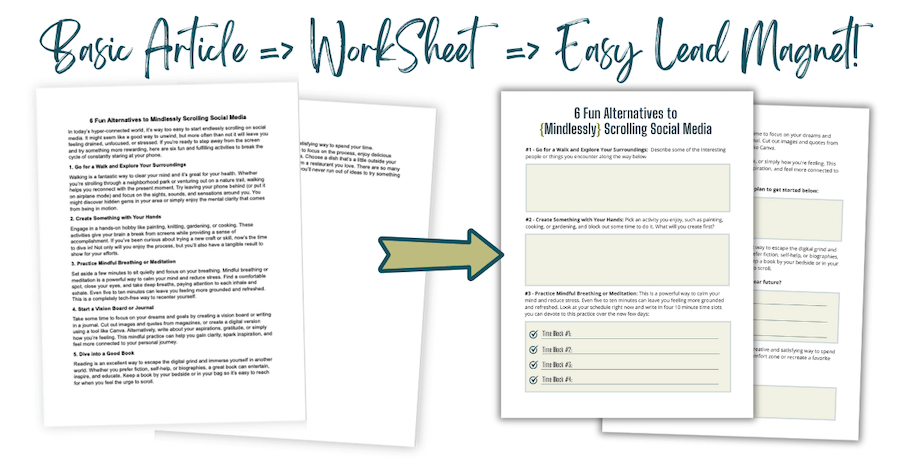 Digital Detox - Free Worksheet - marketing image