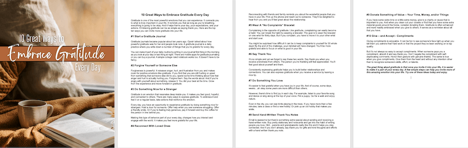 Free Embracing Gratitude PLR Lead Magnet - Word Docx - marketing image