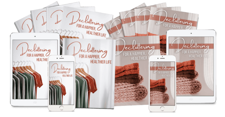 DeclutterPLR_eCover_v2 Decluttering for a Happier Life eCovers v2 marketing mockup image