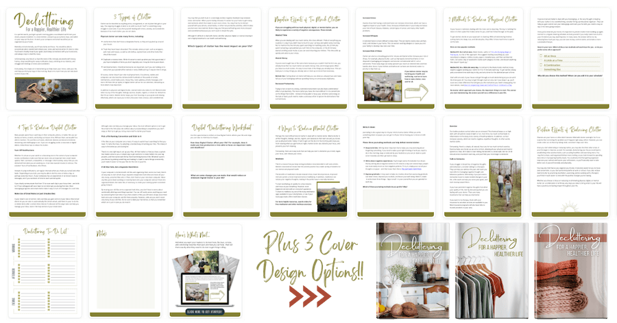 DeclutteringPLR_Workbook_allpages Decluttering for a Happier Life Workbook Inside marketing mockup image