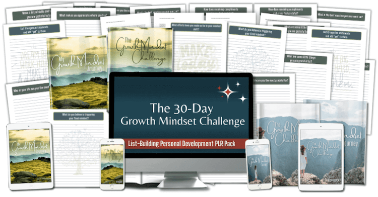 30-Day Growth Mindset Challenge PLR marketing mockup image