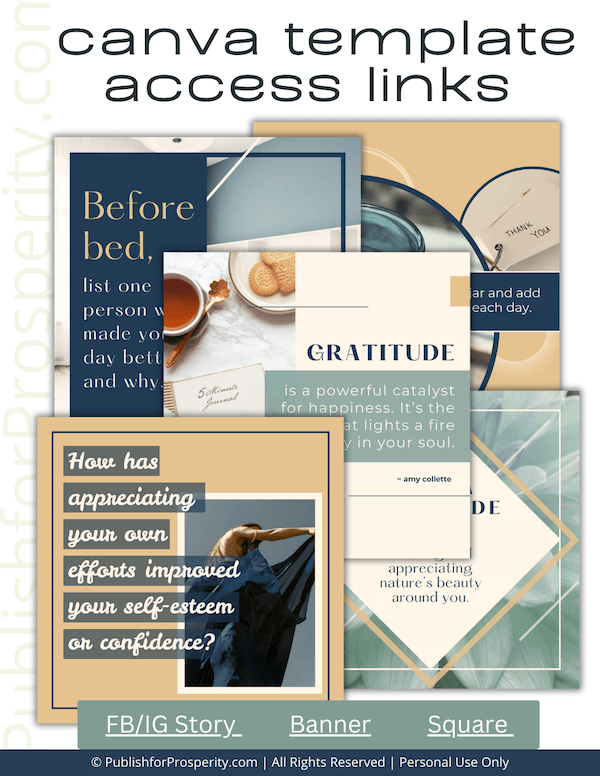 EmbracingGratitude_AccessLinks Practicing Gratitude 30 Day Social Media PLR Pack - Canva Access Links marketing image