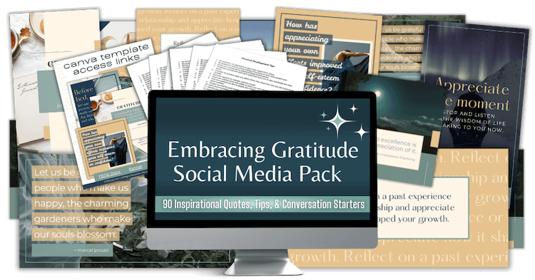 30-Day Embracing Gratitue Social Media PLR pack - composite marketing image