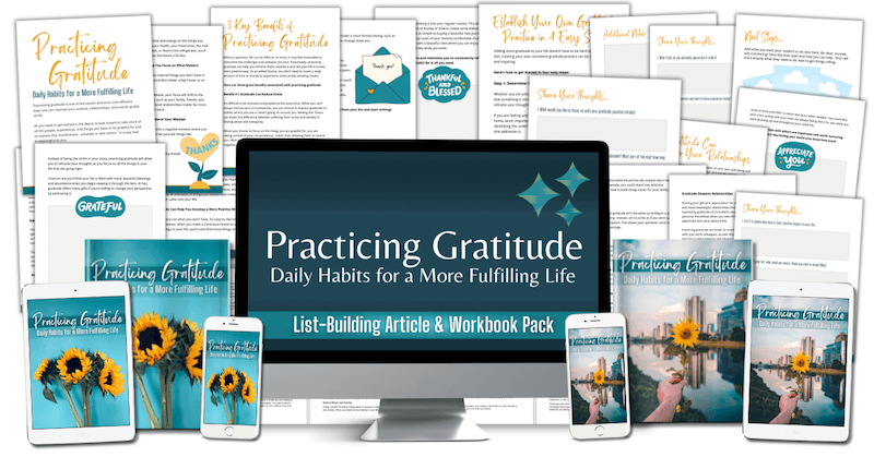 Practicing Gratitude PLR List-Building Pack composite marketing mockup image