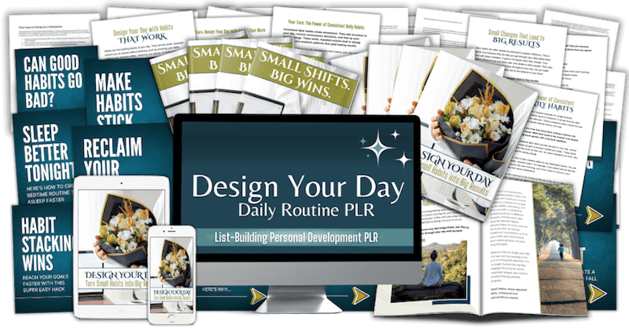 FreeProductivity_LeadMagnet_mockup Design Your Day Daily Routine PLR List-Building Pack