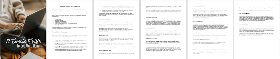 Productivity Shifts PLR Lead Magnet Word docx marketing image