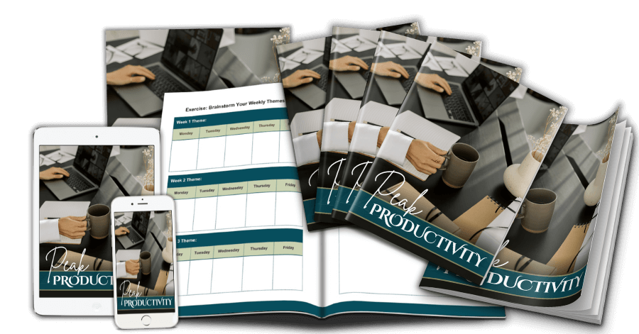 Peak Productivity PLR Workbook ecovers v3 marketing image
