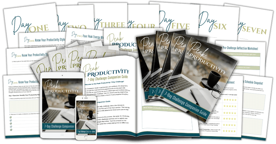 Peak Productivity 7-Day Challenge PLR Companion Guide marketing image