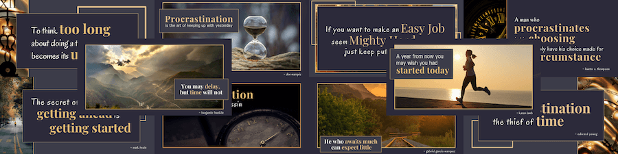 Overcoming Procrastination PLR Horizontal Banner Social Media Graphics - composite marketing image