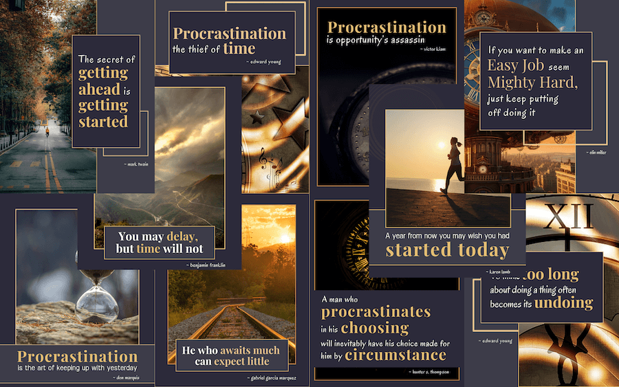 Overcoming Procrastination PLR Instagram 4:5 Graphics - composite marketing image