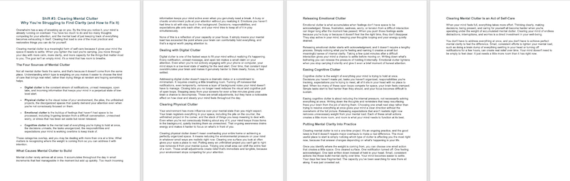 Self-Care PLR Clearing Mental Clutter Article marketing image