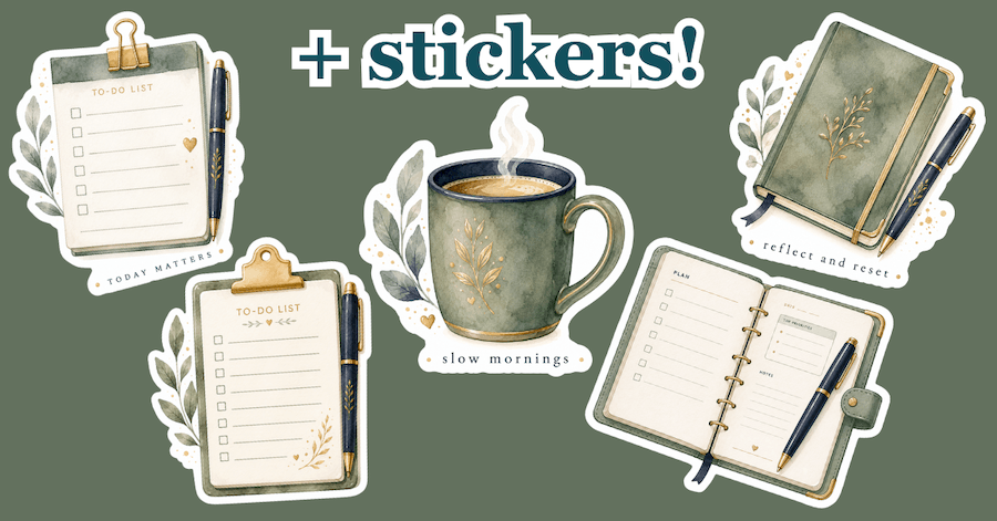 EZI_BonusStickers_Mockup Bonus PLR Self-Care Stickers marketing image only