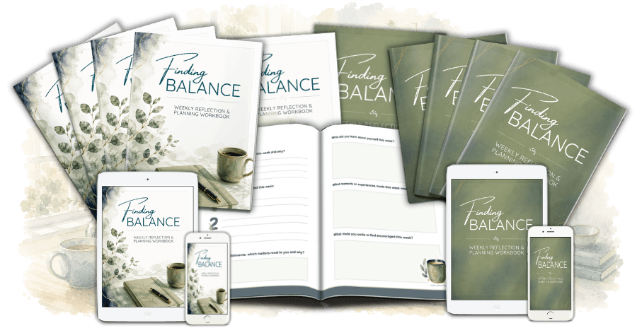 EZI_FindingBalance_Workbook_ecovers Finding Balance PLR workbook ecovers marketing image