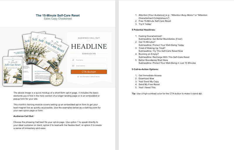 EZI_SelfCare_Worksheet_mockup healthy boundaries PLR sales copy cheatsheet pdf marketing image
