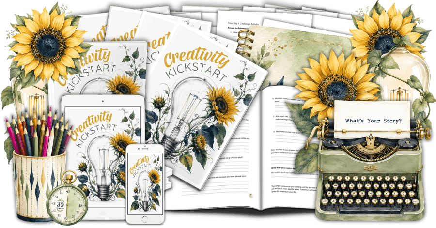 EZLBC_CreativeKickstart_Mockup_v2 Creativity Kickstart Challenge PLR Lead Magnet Kit composite marketing image - v2